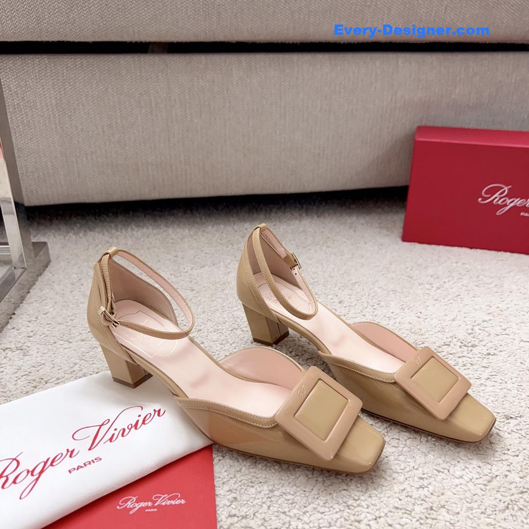 roger u1u1er square buckle block heel strappy sandals