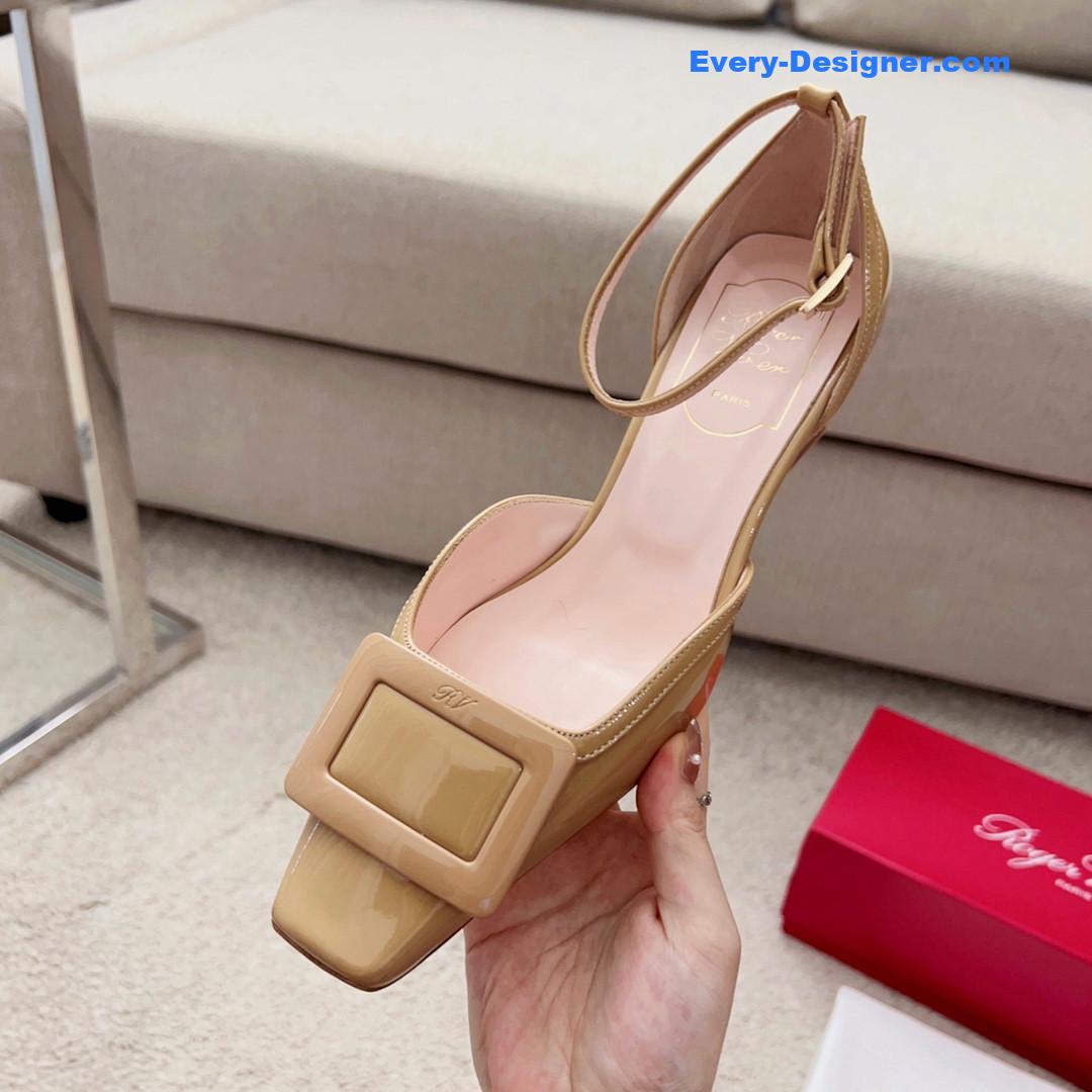 roger u1u1er square buckle block heel strappy sandals