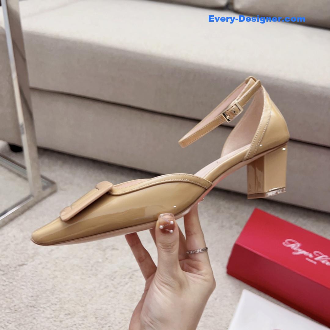 roger u1u1er square buckle block heel strappy sandals