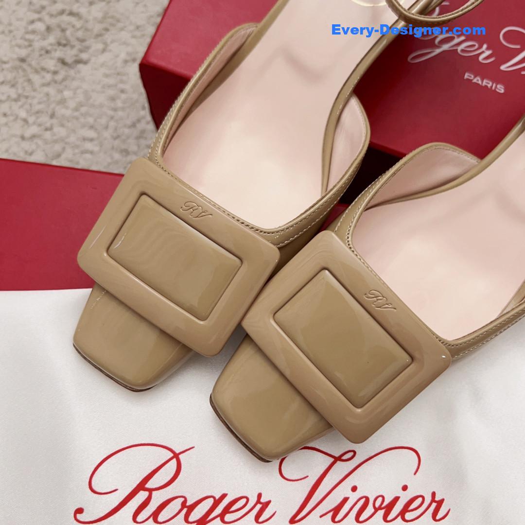 roger u1u1er square buckle block heel strappy sandals