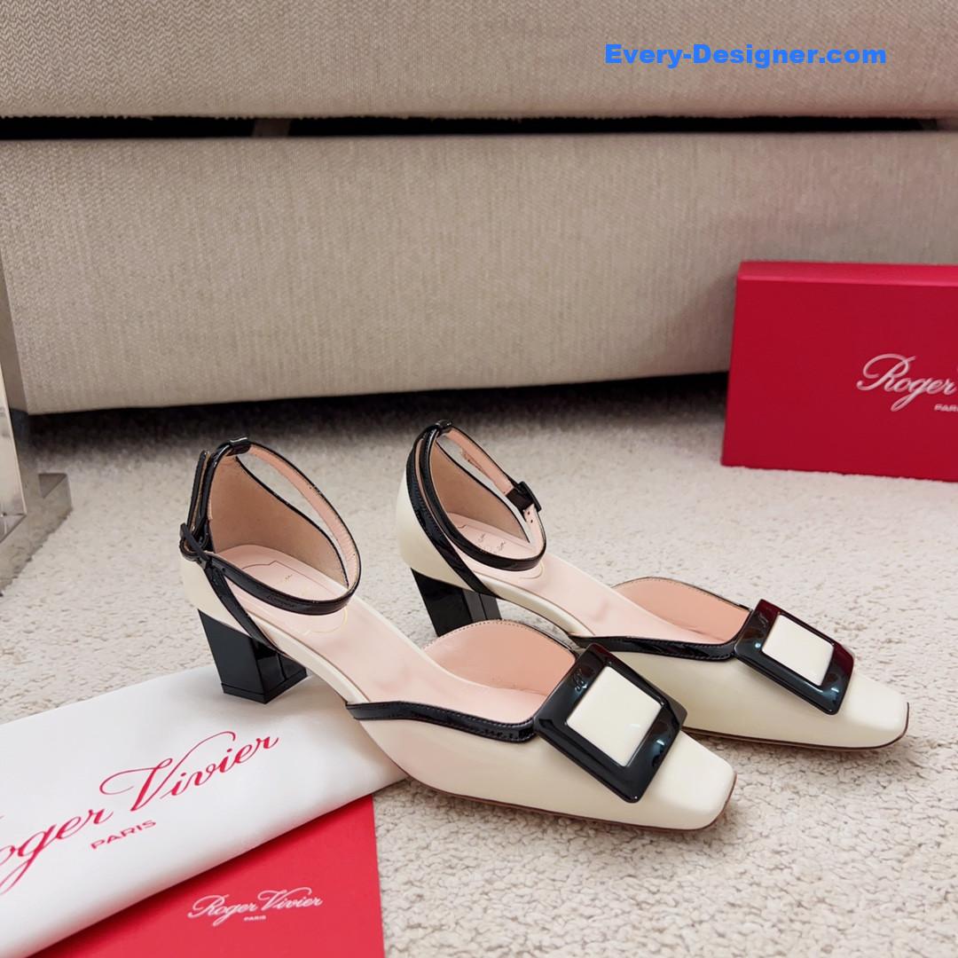 roger u1u1er square buckle block heel strappy sandals