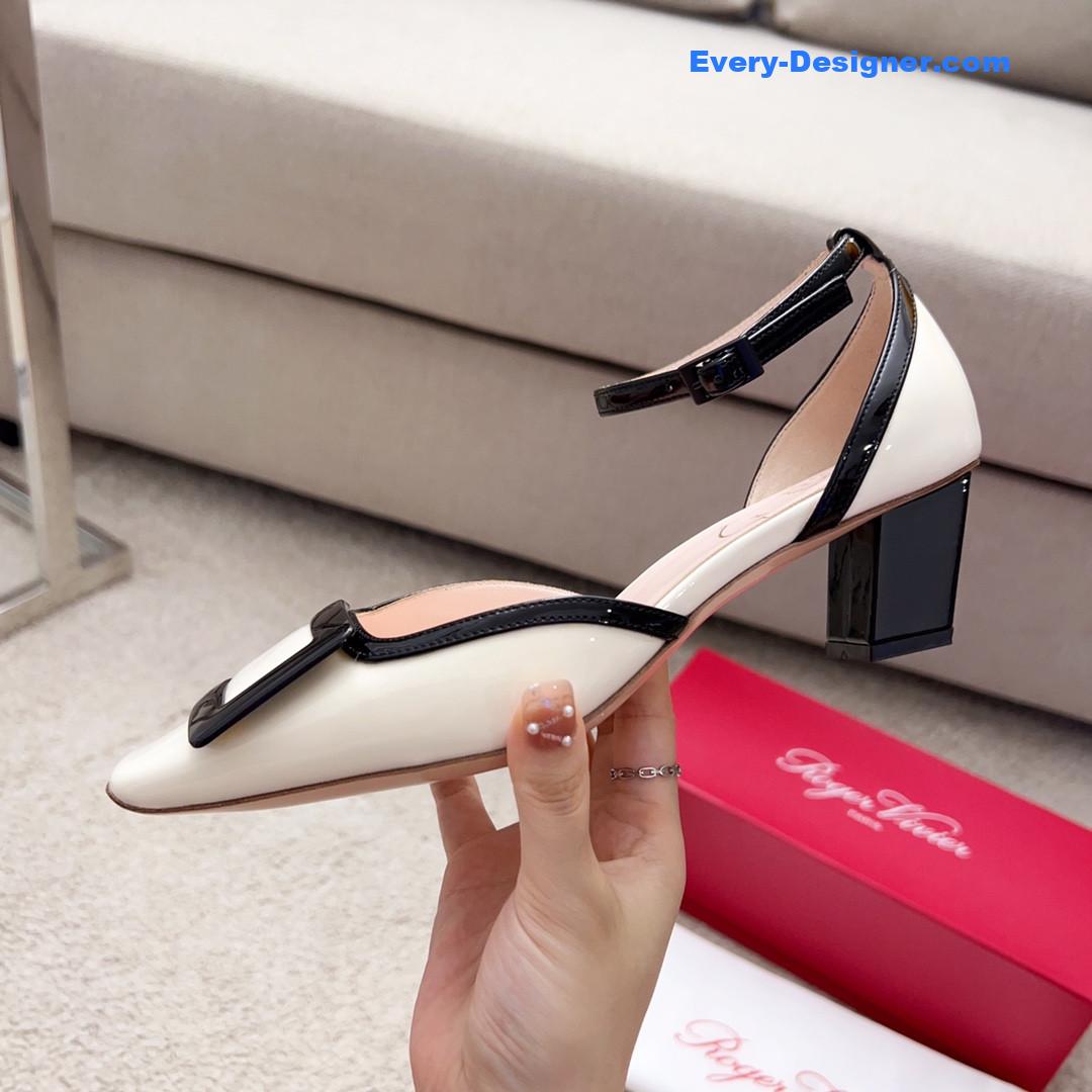roger u1u1er square buckle block heel strappy sandals