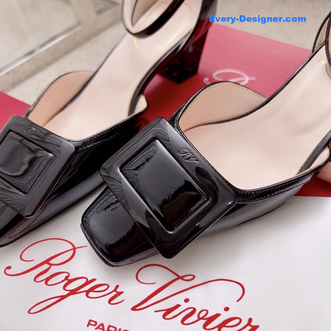 roger u1u1er square buckle block heel strappy sandals