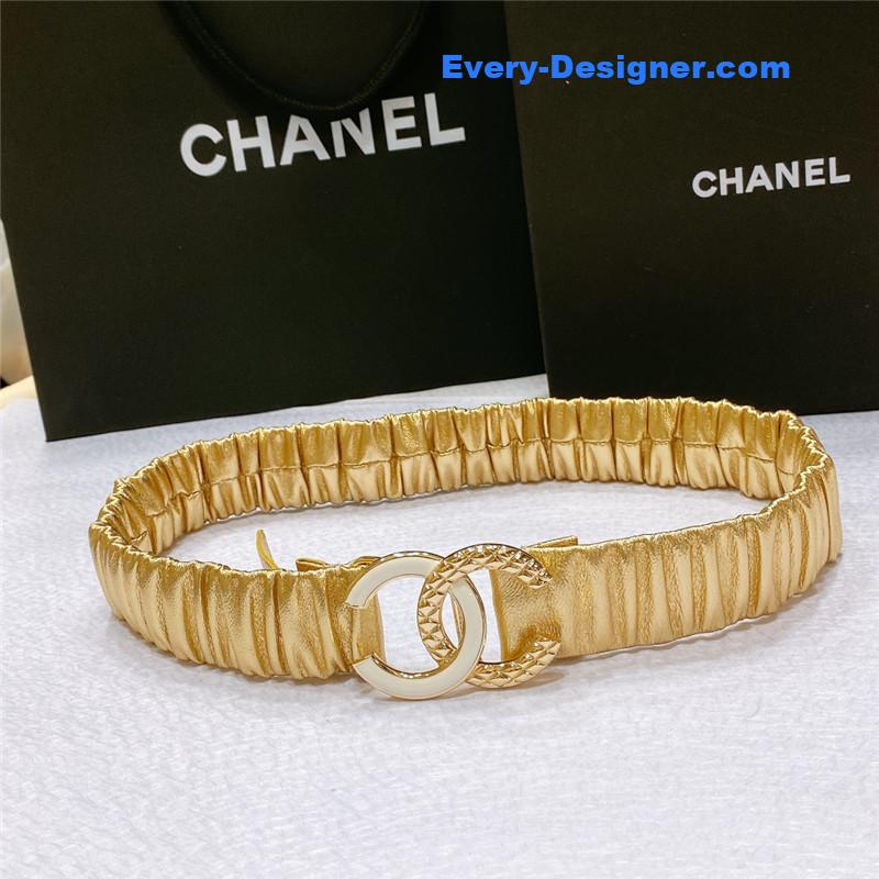 Ch**el smooth Ch**el brass buckle sheepskin elastic belt