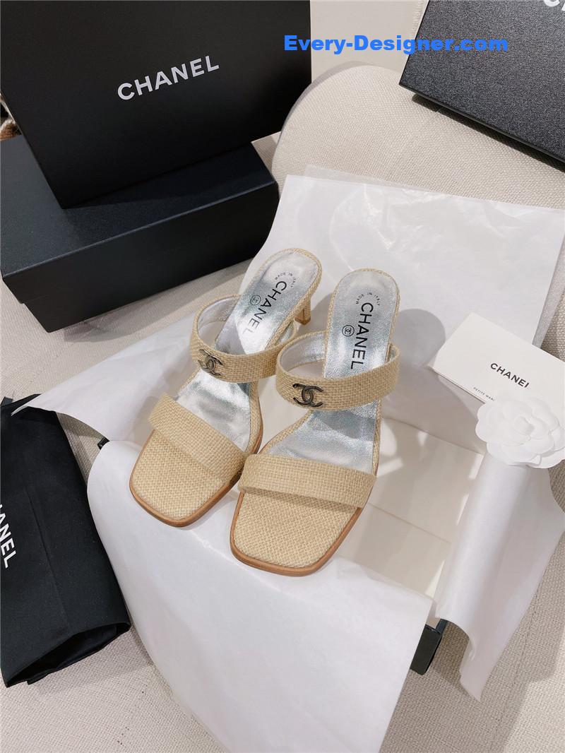 CC double C word with high-heeled sandals and slippers