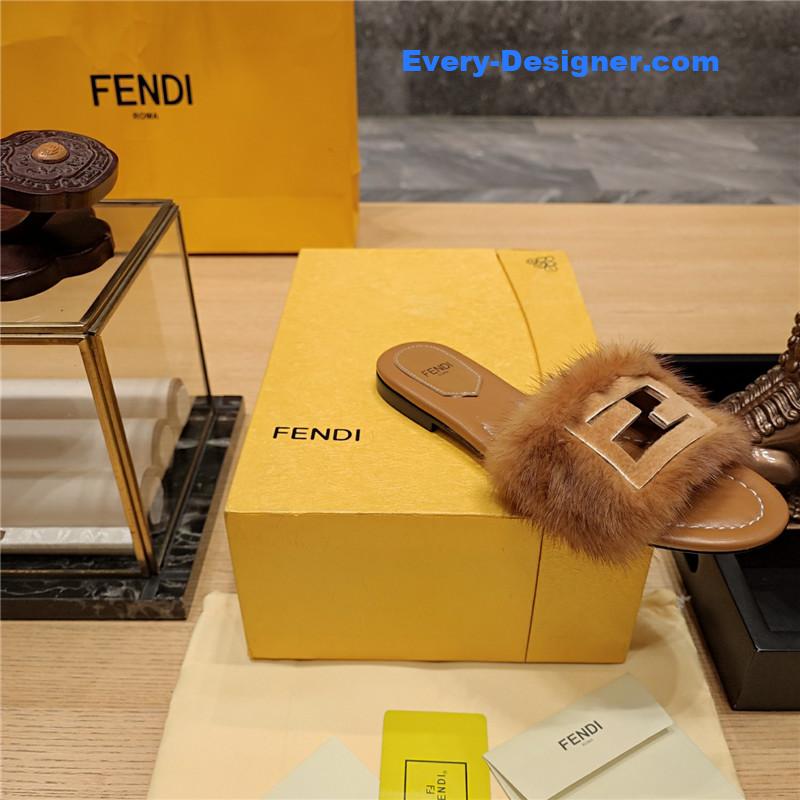 F**di flat fur slippers