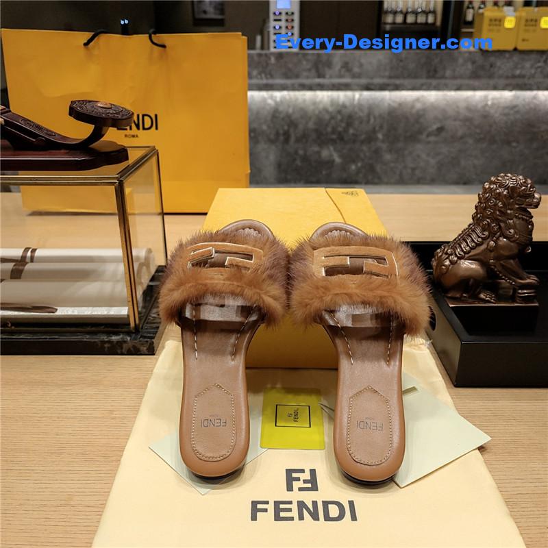 F**di flat fur slippers