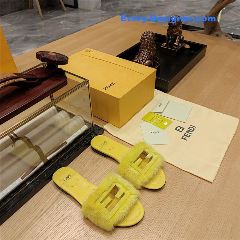 F**di flat fur slippers