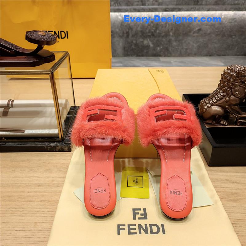 F**di flat fur slippers
