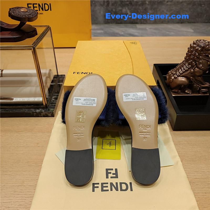 F**di flat fur slippers