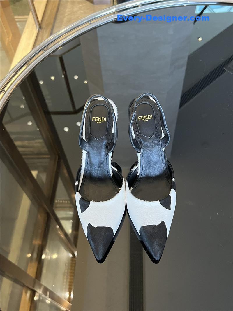 F**di polka dot horsehair slingback pumps