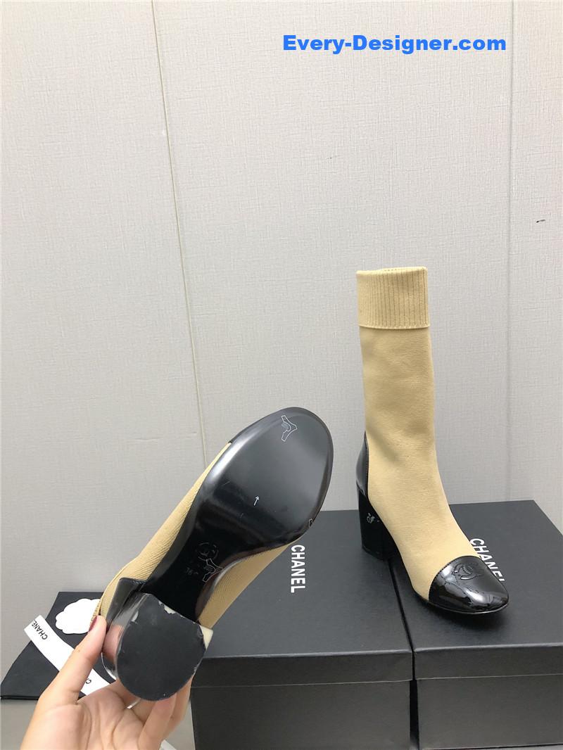 CC autumn winter small fragrance chunky heel socks boots