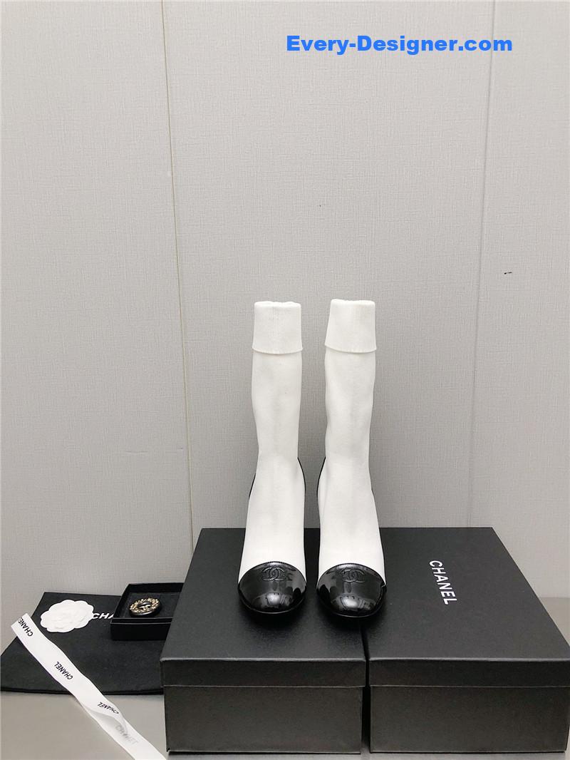 CC autumn winter small fragrance chunky heel socks boots