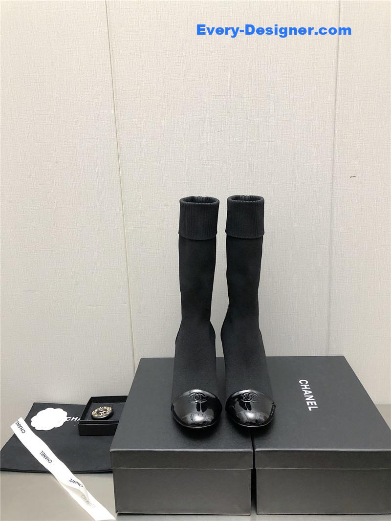 CC autumn winter small fragrance chunky heel socks boots