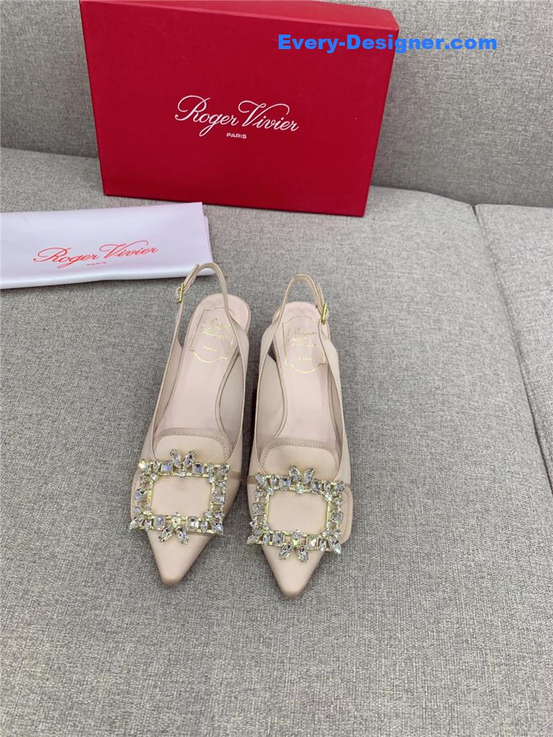 roger u1u1er classic d1am0nd buckle silk high heel pumps