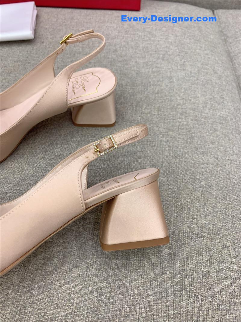 roger u1u1er classic d1am0nd buckle silk high heel pumps