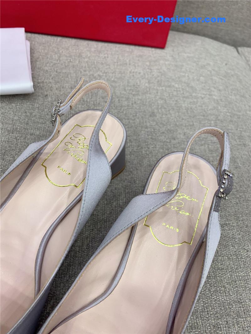 roger u1u1er classic d1am0nd buckle silk high heel pumps