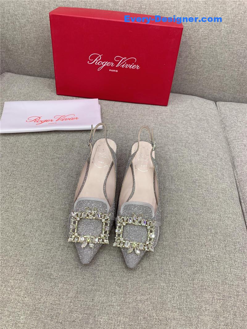 roger u1u1er classic d1am0nd buckle silk high heel pumps