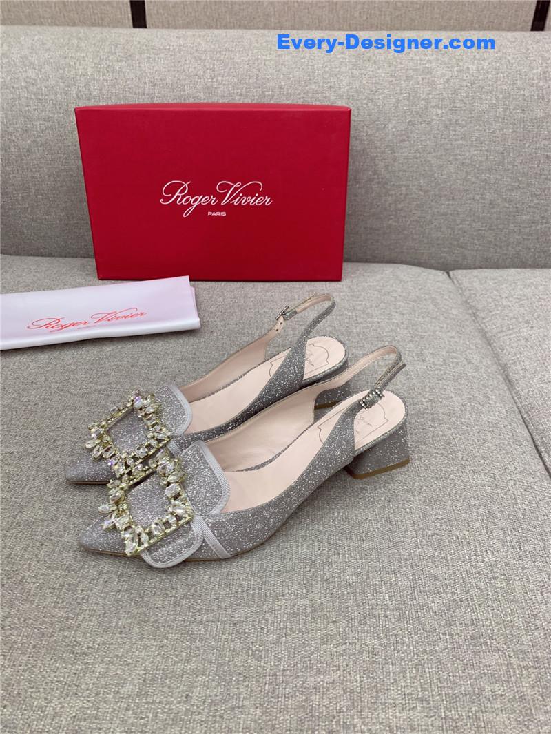 roger u1u1er classic d1am0nd buckle silk high heel pumps