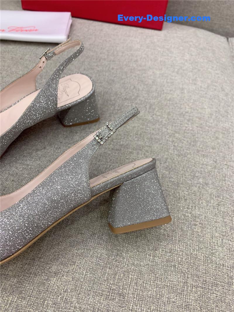 roger u1u1er classic d1am0nd buckle silk high heel pumps
