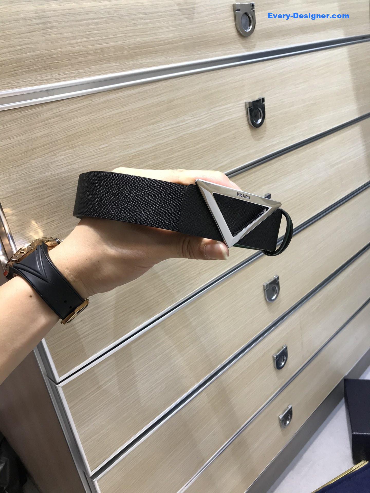 Pra*a saffiano leather belt