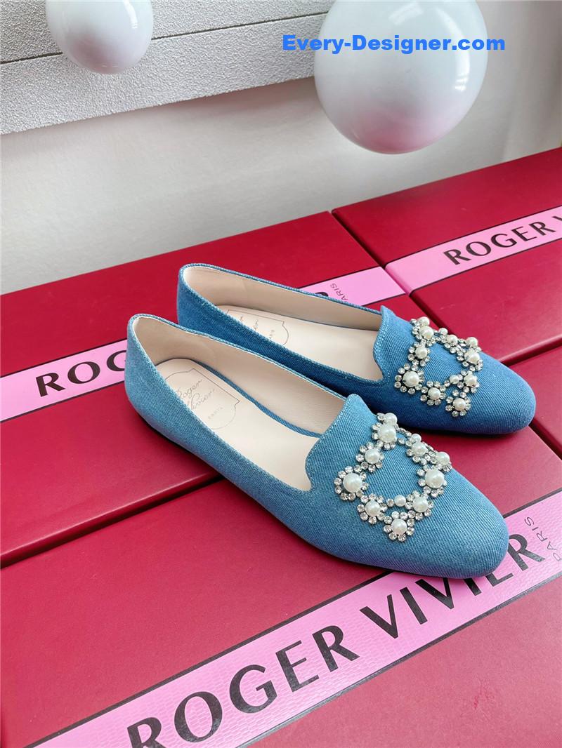 roger u1u1er pearl embroidered buckle loafers