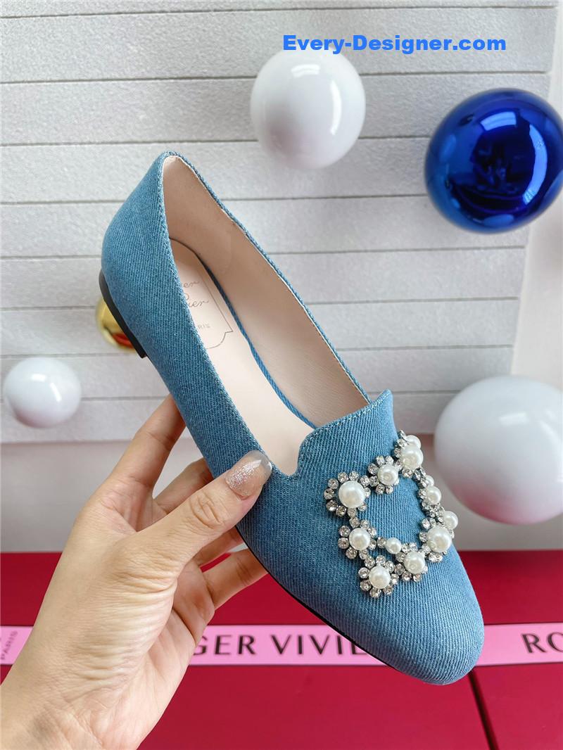 roger u1u1er pearl embroidered buckle loafers