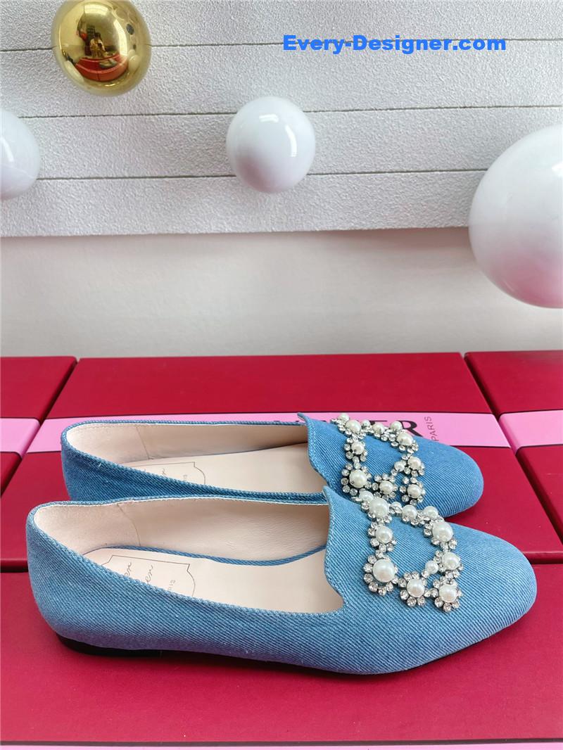 roger u1u1er pearl embroidered buckle loafers