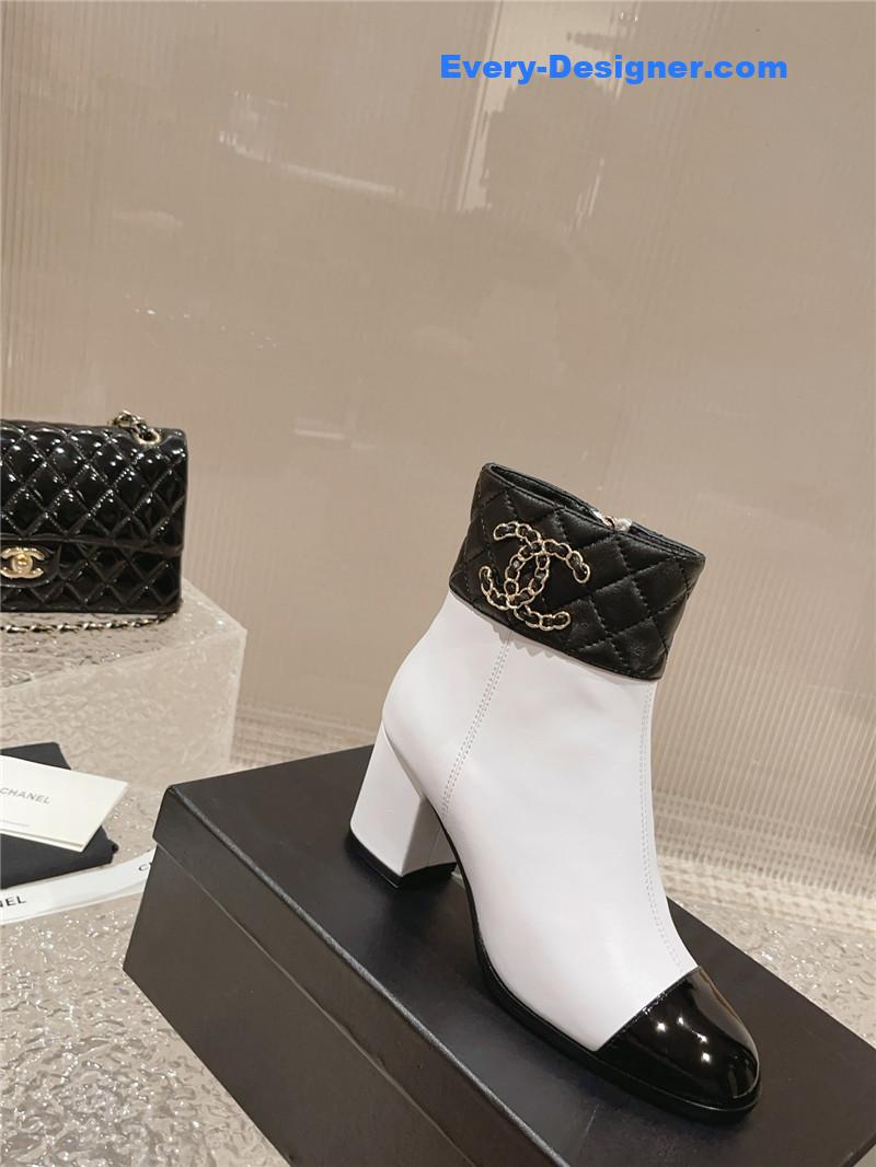 CC retro small round toe stitching design boots