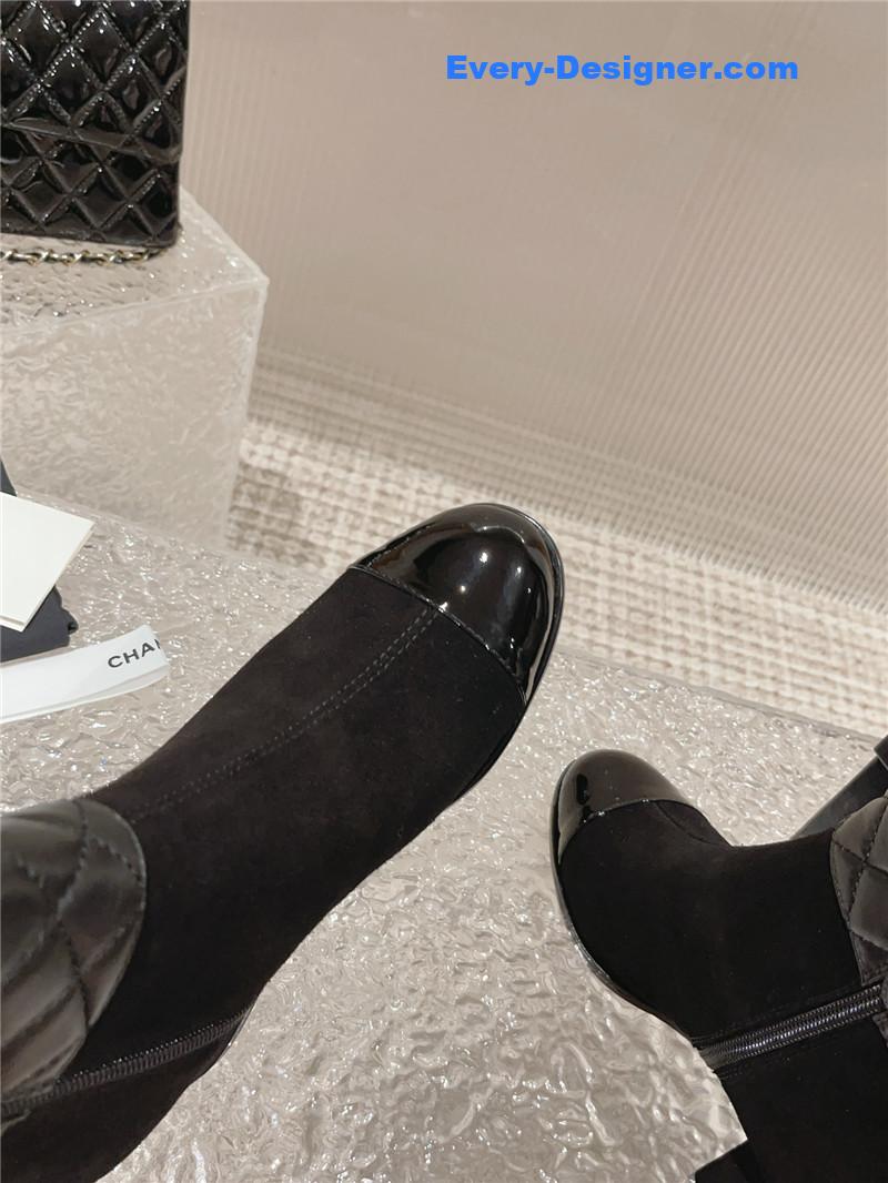 CC retro small round toe stitching design boots