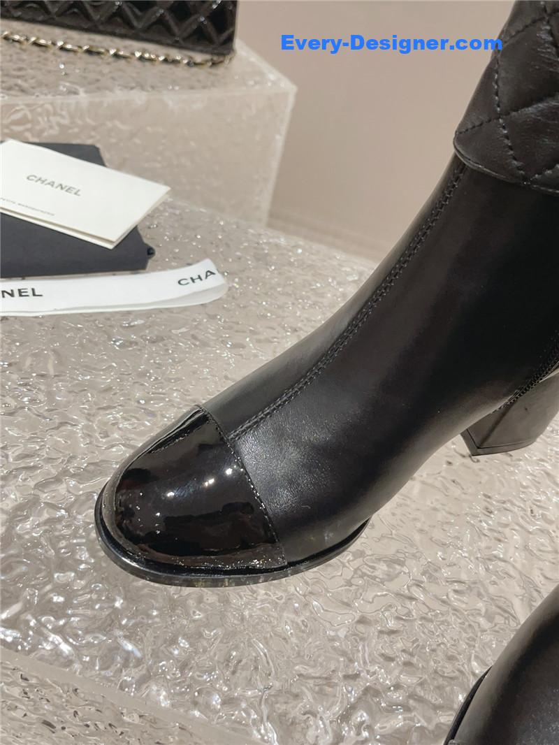 CC retro small round toe stitching design boots