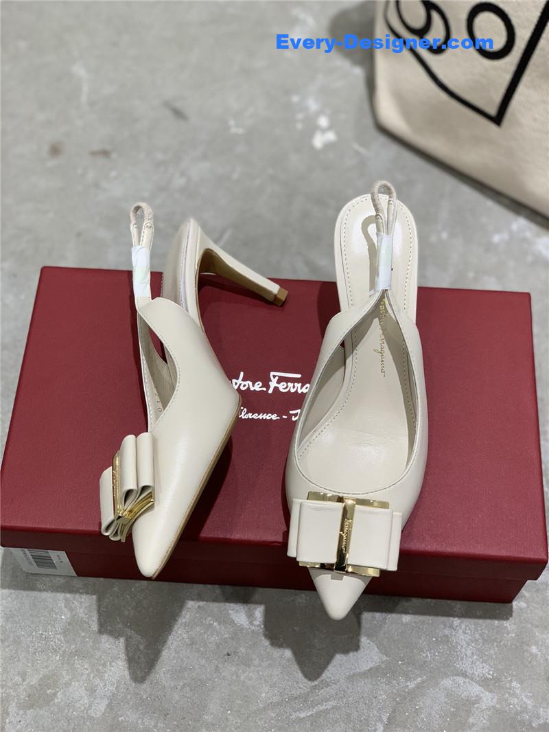 Salvatore Ferragamo pointed toe layered bow back sandals