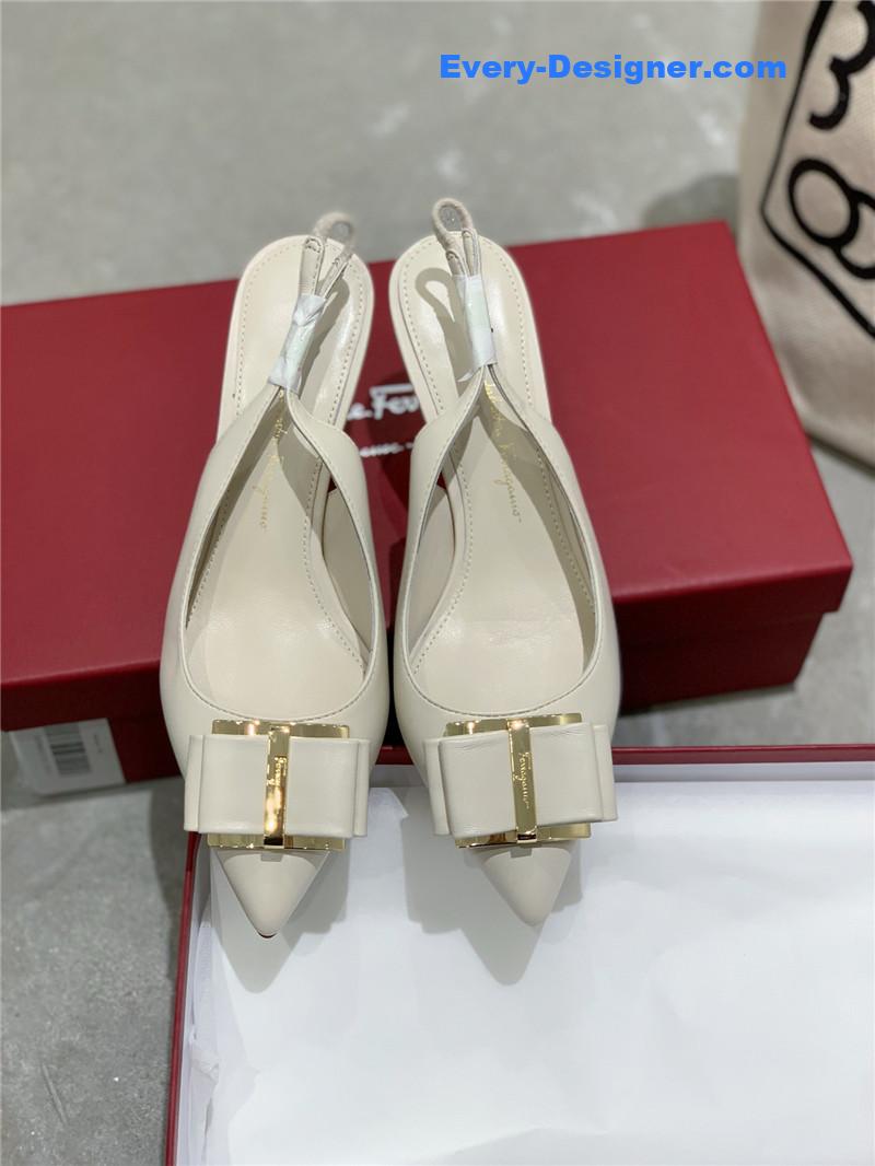 Salvatore Ferragamo pointed toe layered bow back sandals