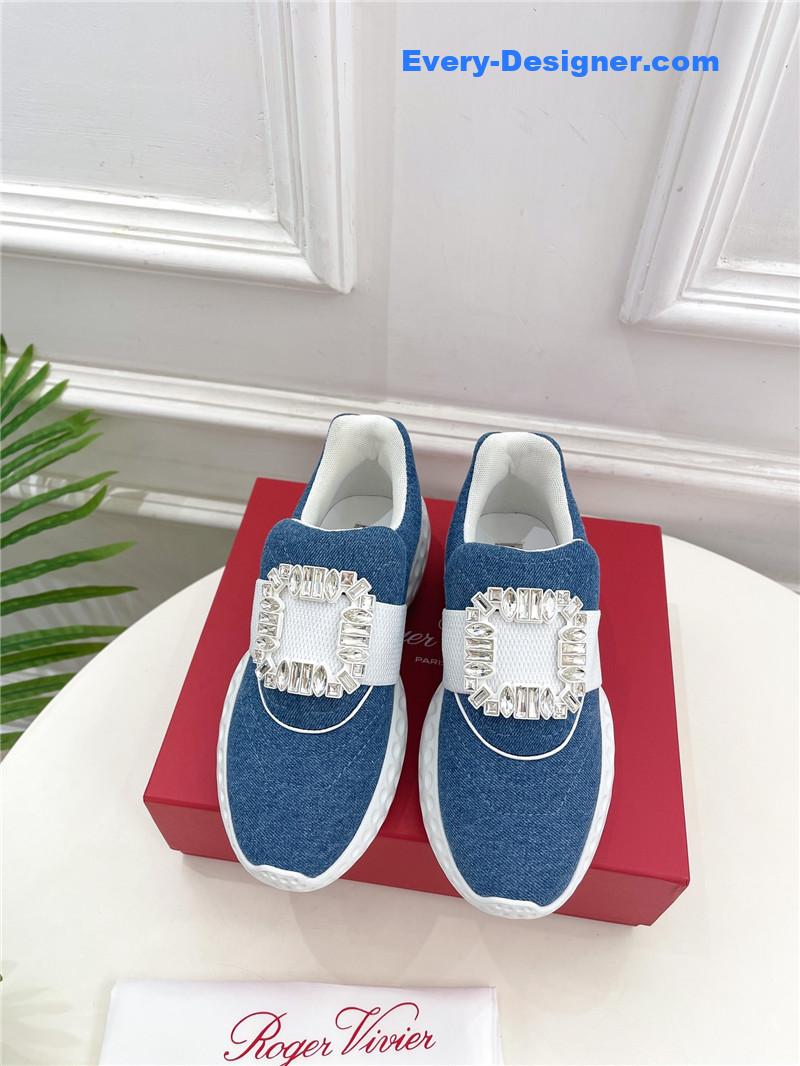roger u1u1er classic d1am0nd buckle sneakers in fabric