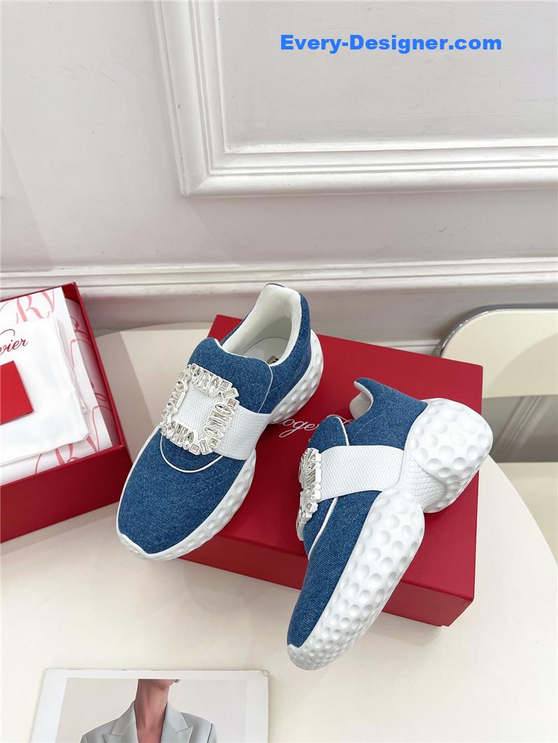 roger u1u1er classic d1am0nd buckle sneakers in fabric