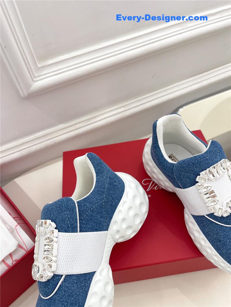 roger u1u1er classic d1am0nd buckle sneakers in fabric
