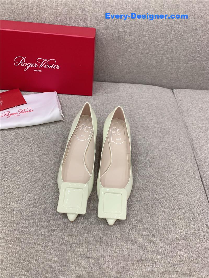 roger u1u1er new leather buckle cat heel shoes