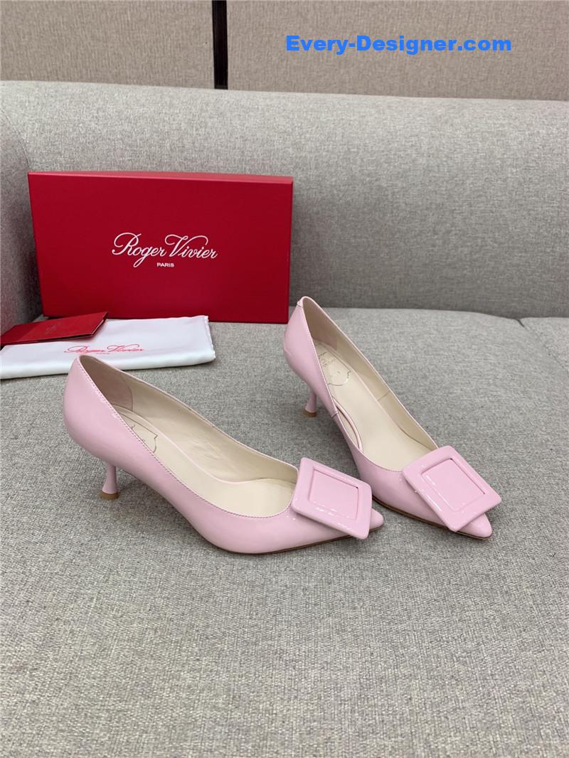 roger u1u1er new leather buckle cat heel shoes