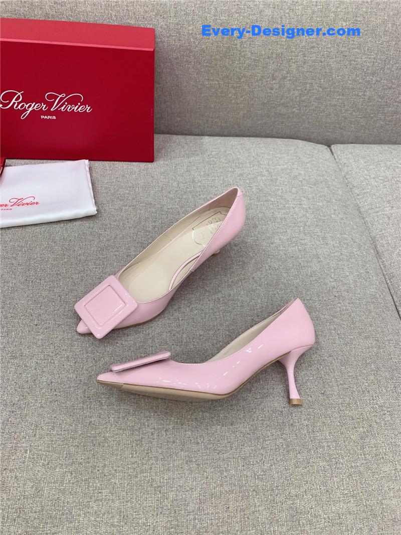 roger u1u1er new leather buckle cat heel shoes