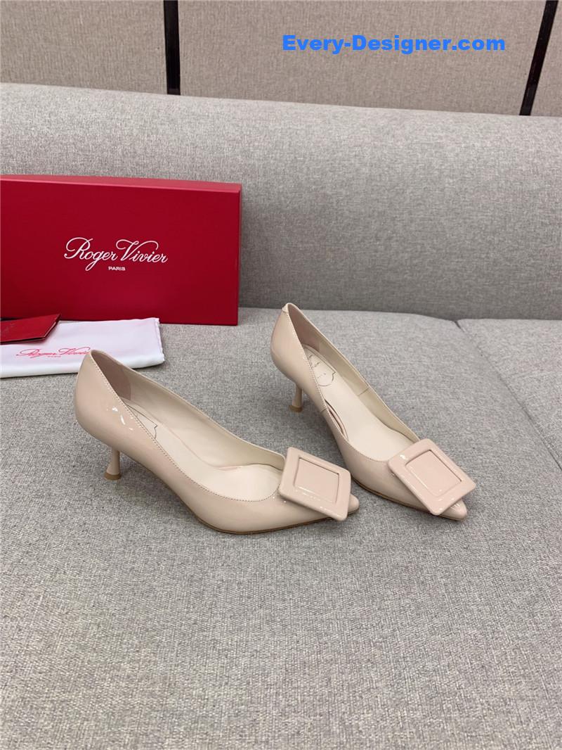 roger u1u1er new leather buckle cat heel shoes