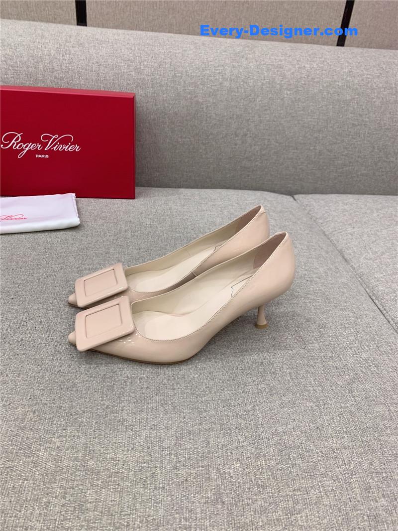 roger u1u1er new leather buckle cat heel shoes