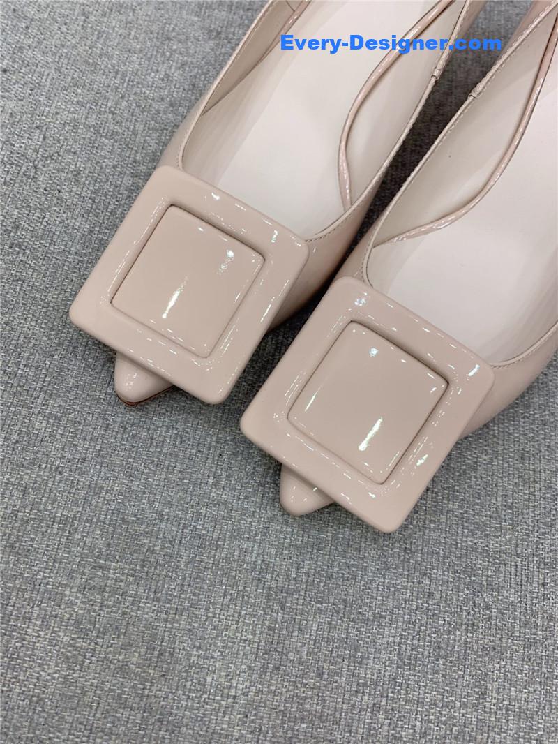 roger u1u1er new leather buckle cat heel shoes