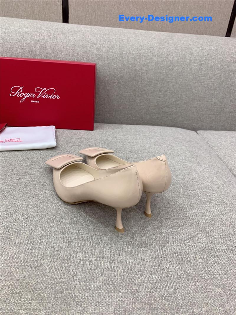 roger u1u1er new leather buckle cat heel shoes