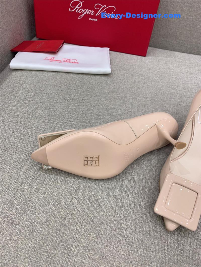 roger u1u1er new leather buckle cat heel shoes