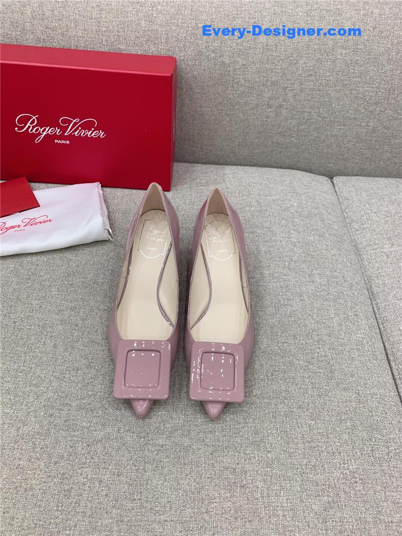 roger u1u1er new leather buckle cat heel shoes