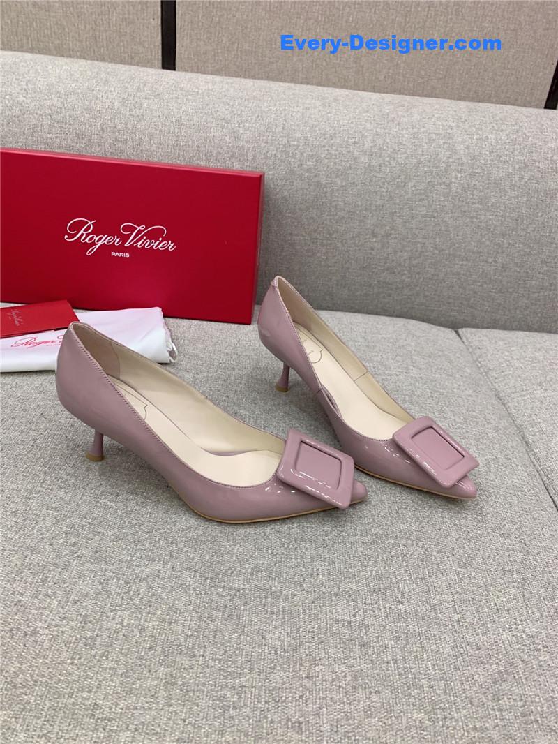 roger u1u1er new leather buckle cat heel shoes