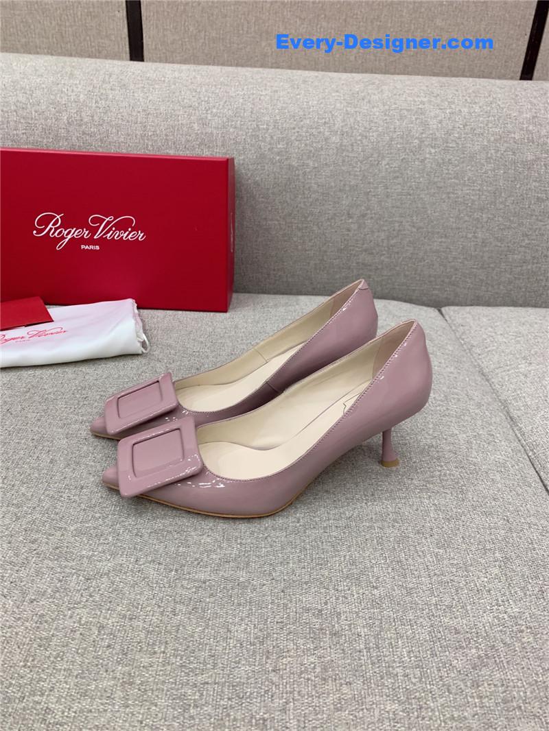 roger u1u1er new leather buckle cat heel shoes