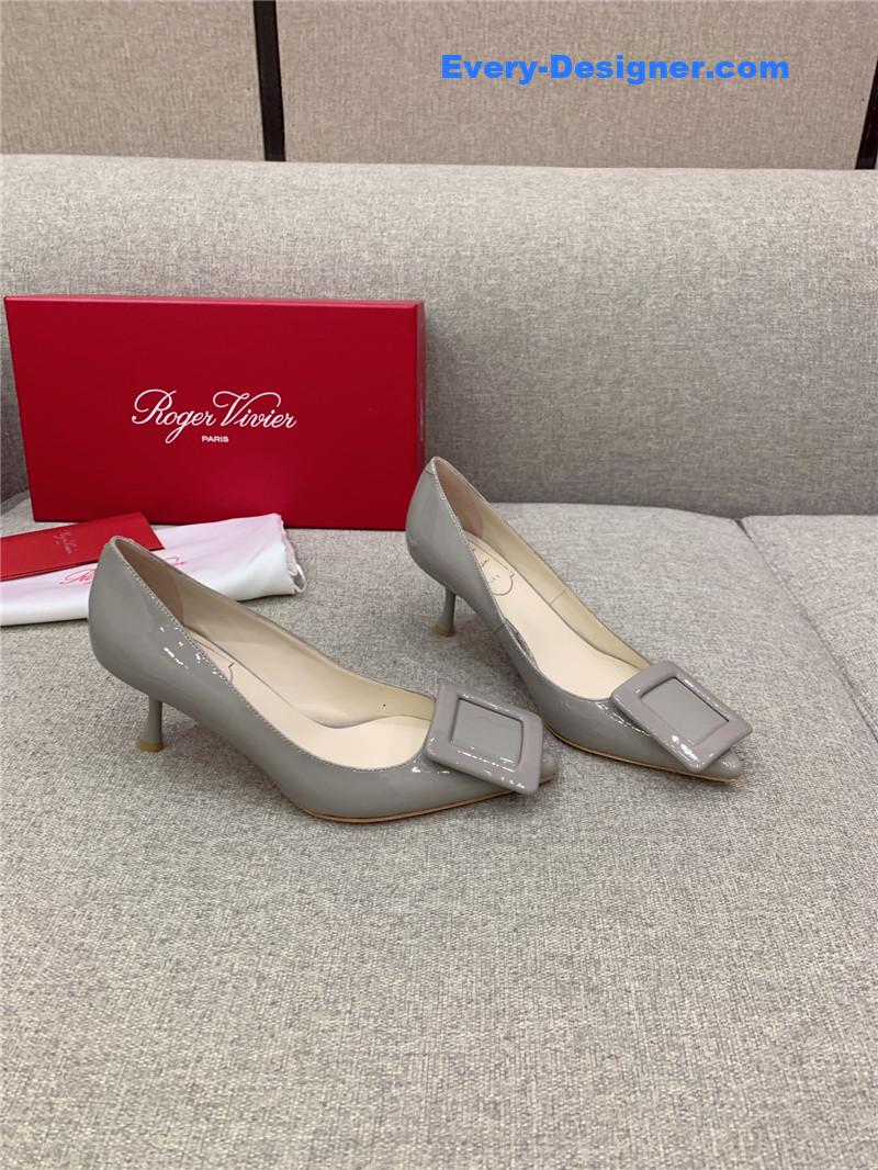 roger u1u1er new leather buckle cat heel shoes