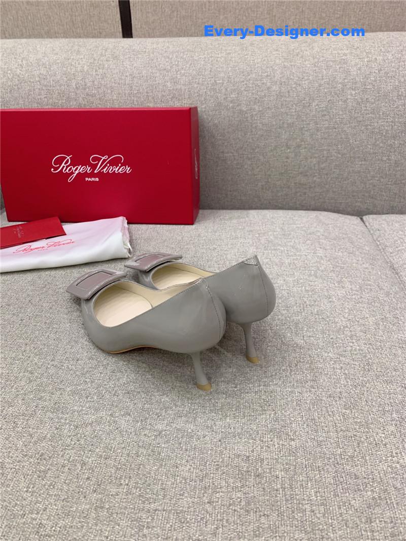 roger u1u1er new leather buckle cat heel shoes
