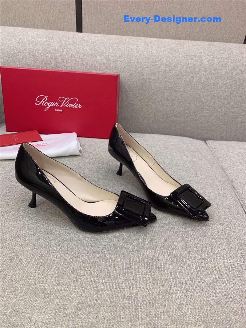 roger u1u1er new leather buckle cat heel shoes